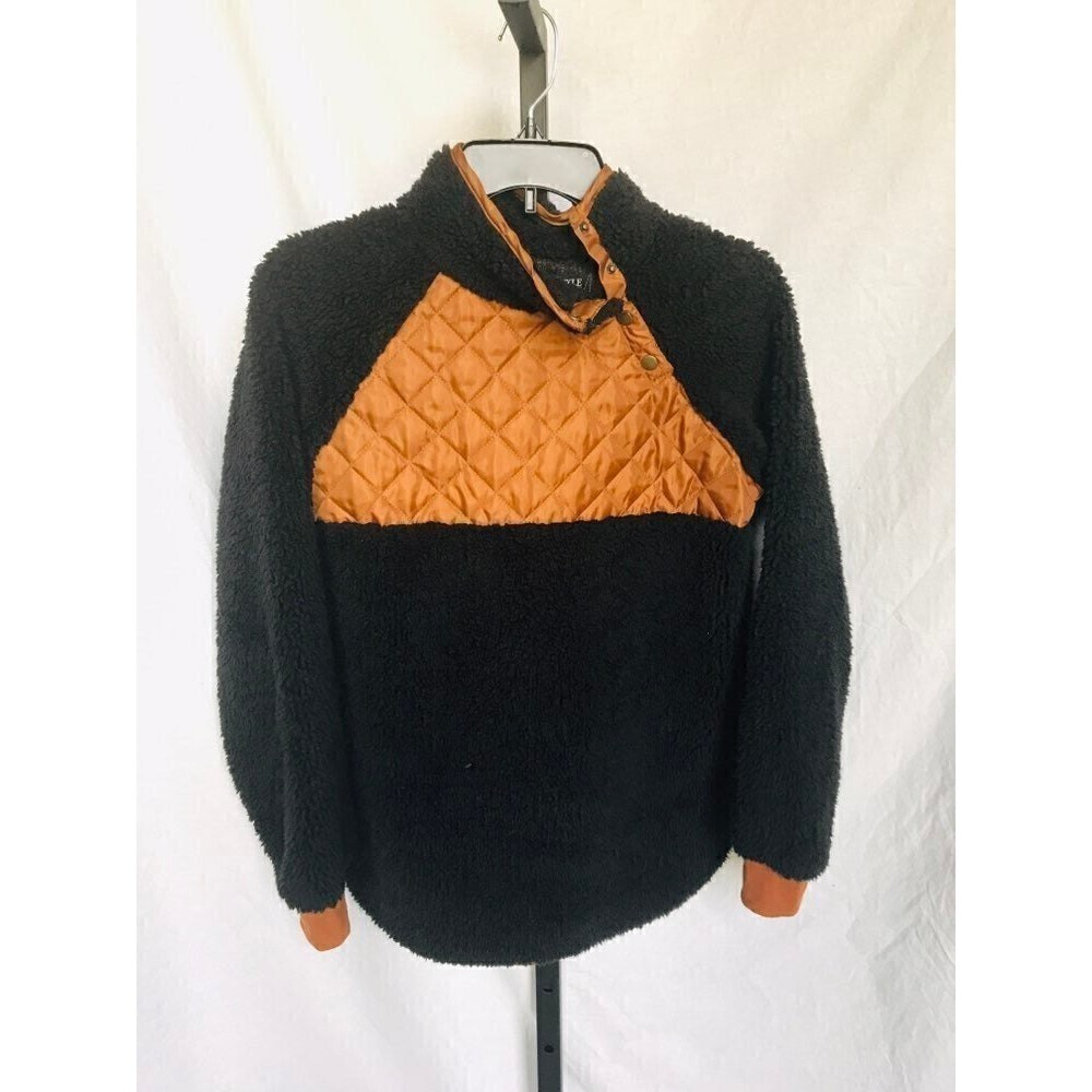 Cozy Black and Brown Women's Sherpa Fleece Pullover